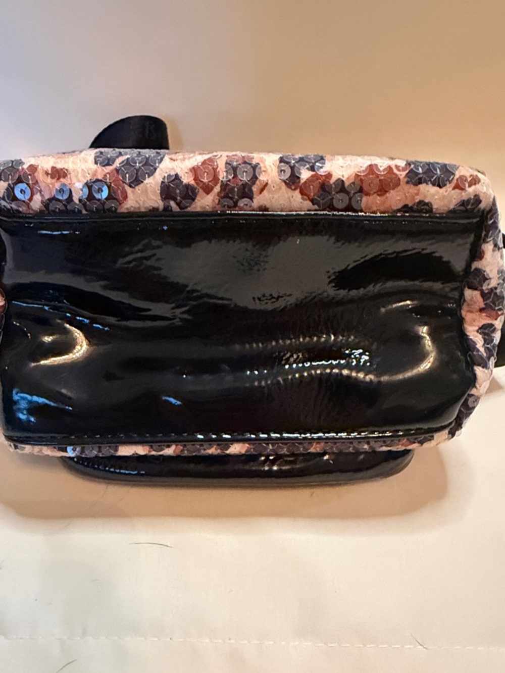 Betsey Johnson Leopard Sequin Crossbody with Black Strap - Picture 8 of 8